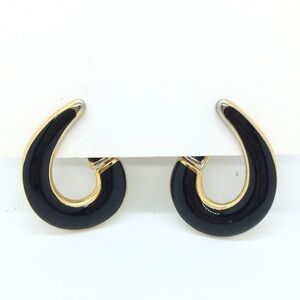 TANCER II Black Enamel and Gold Earrings